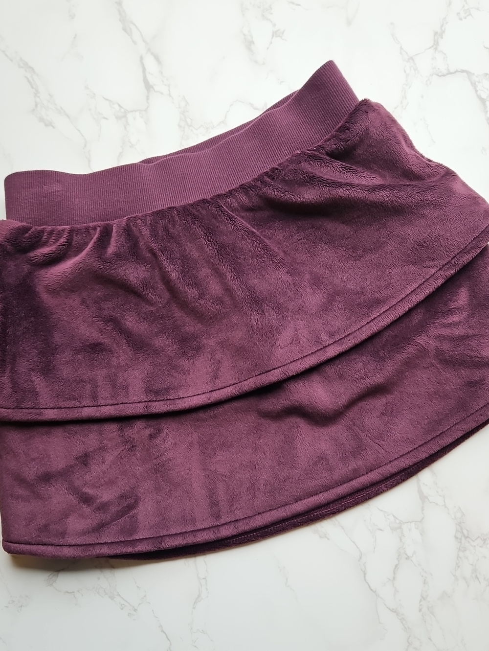 Athleta Girl Plum Tiered Velour Skirt L /12